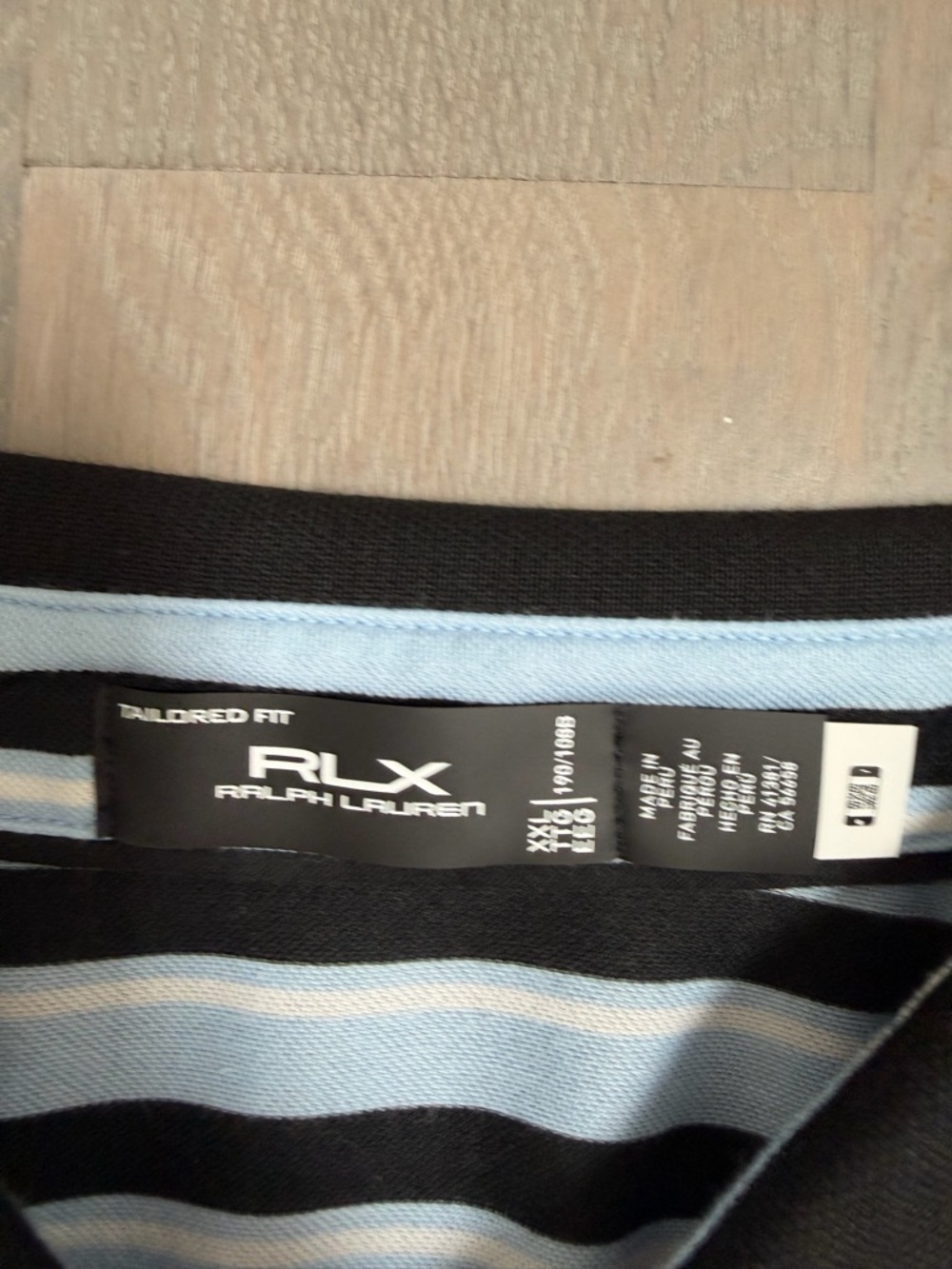 Ralph Lauren RLX Striped Polo Shirt - Black & Light Blue, EUC, XXL - Picture 2 of 8